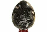 Septarian Dragon Egg Geode - Black Crystals #98899-1